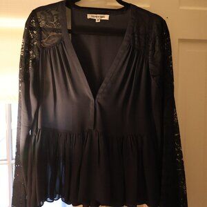 Elizabeth and James Navy Silk Top